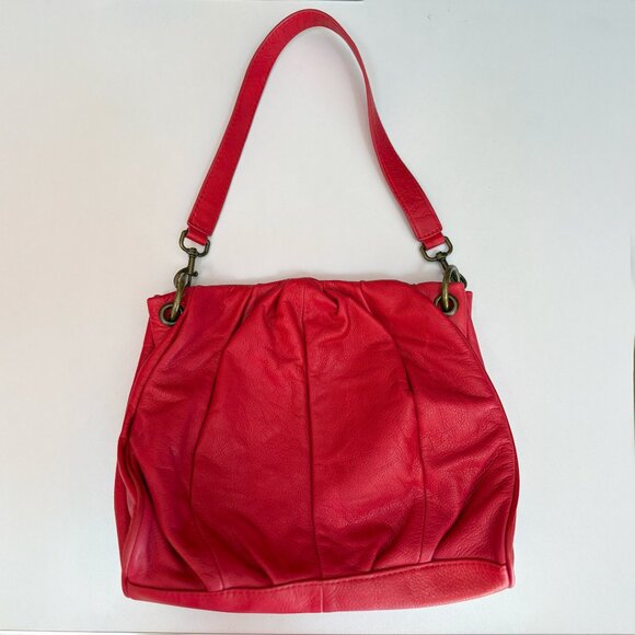 American Leather Co Shoulder Bag Soft Genuine Leather Purse Red